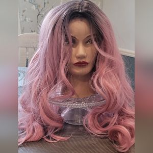 NWOT- PINK WIG WITH DARK ROOTS, ADJUSTABLE